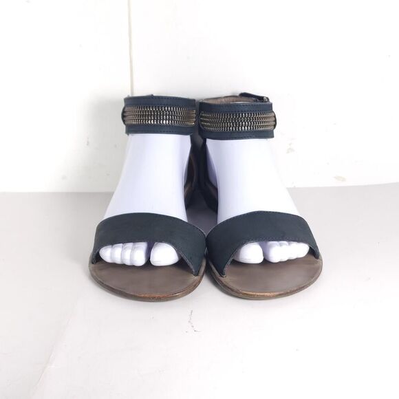 Paul Green Women's Cotie US7,5 AU5 Blue Leather Embellished Ankle Strap Sandals - Picture 3 of 15